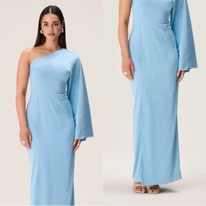 Adoore One-Shoulder Light Blue Dress